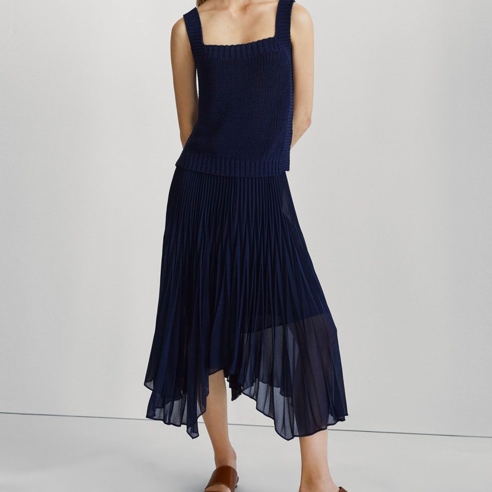 Massimo Dutti Asymmetric Pleated Skirt
